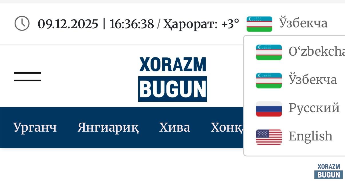 Xorazmbugun.uz сайтида янги қулайлик: 4 тилда мақолаларни ўқиш имконияти яратилди
