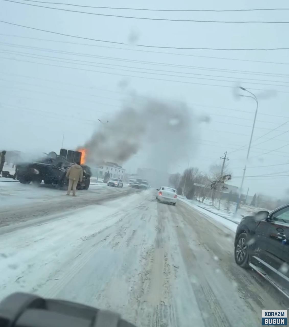 Урганч туманида ҳарбий техника ёниши акс этган видео муҳокамаларга сабаб бўлди