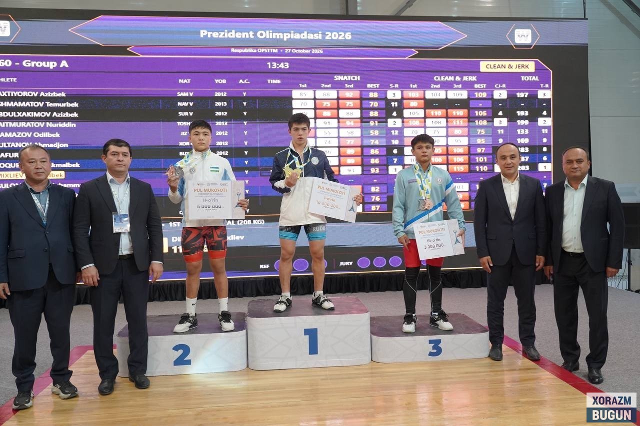 Xorazmlik oğir atletikaçilar «Prezident olimpiadasi»da uç medalni qölga kiritdi